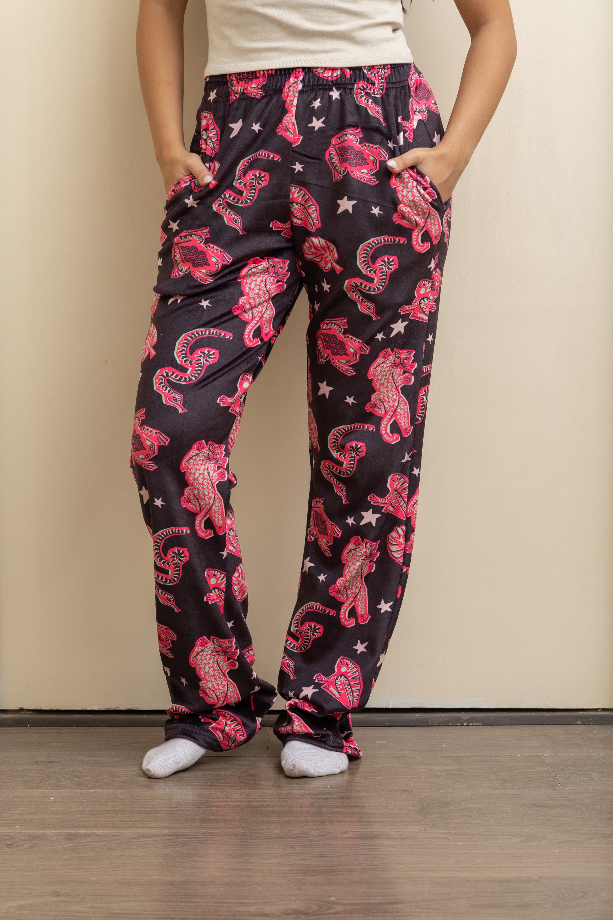 Image of Black Velvet-Touch Pajama Pants
